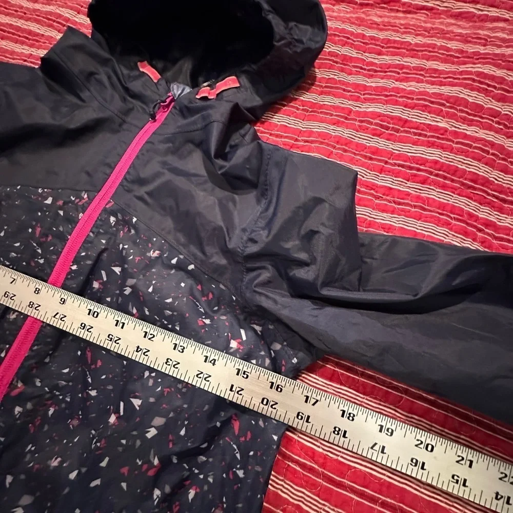 Quechua Kids' Navy Raincoat with Pink Accents